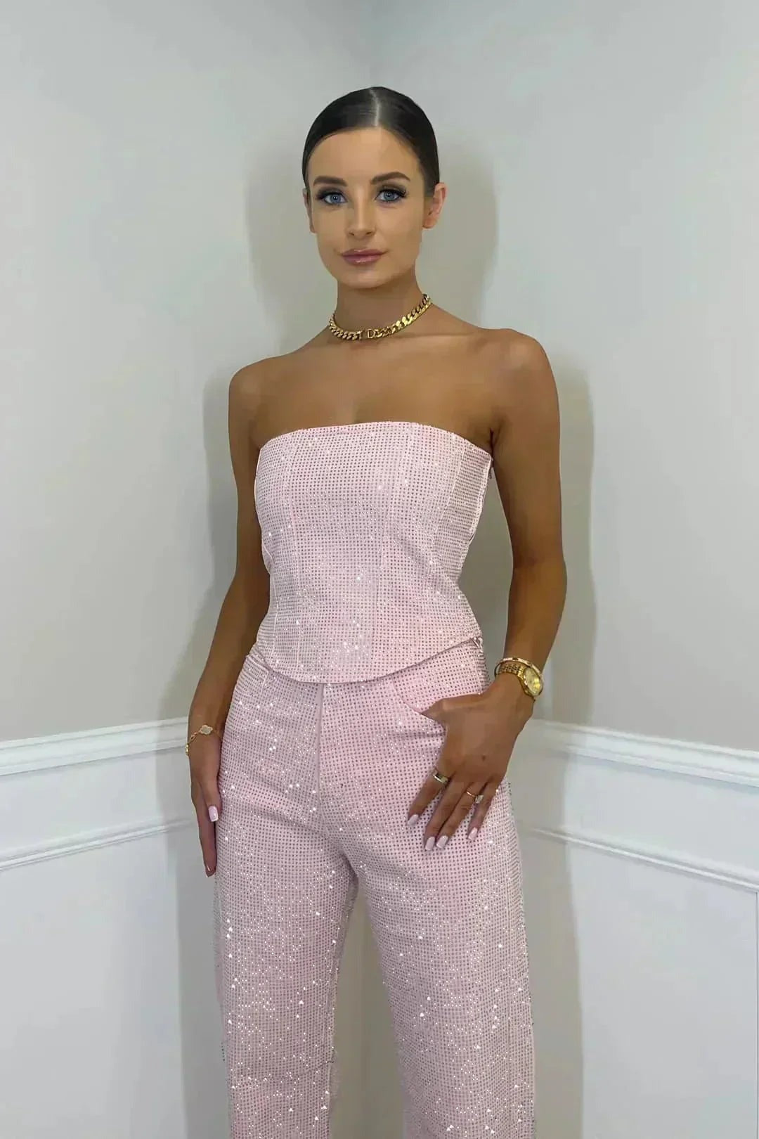 Abigail - Women's strapless wide-leg evening jumpsuit - photo 12
