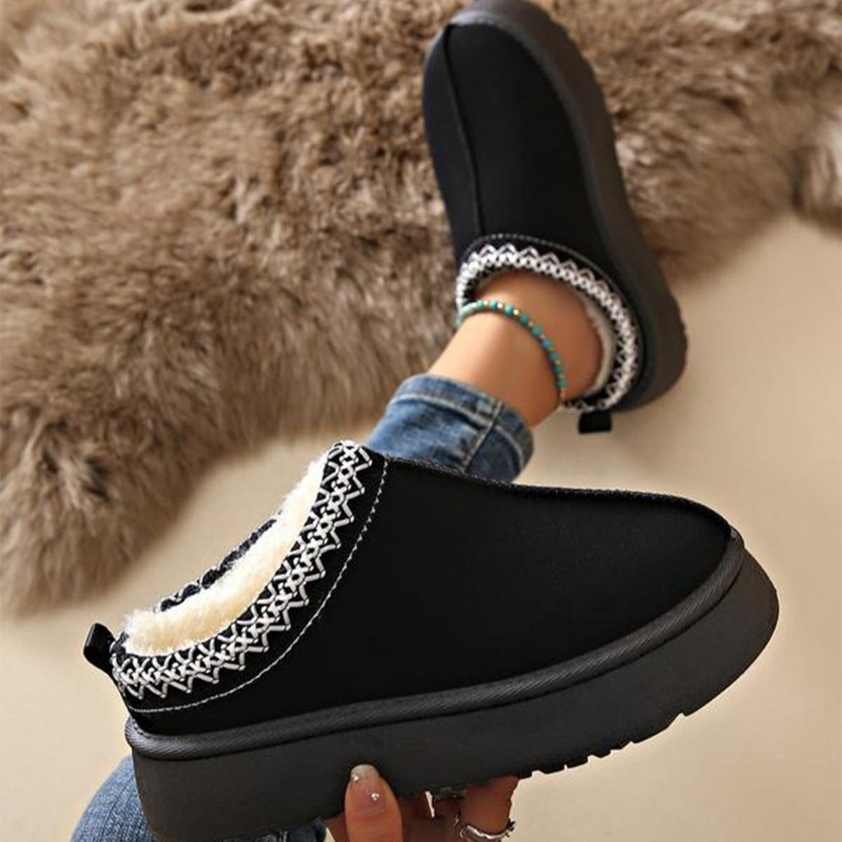 Cornelia - Women's Platform Slippers with Embroidered Trim - photo 9