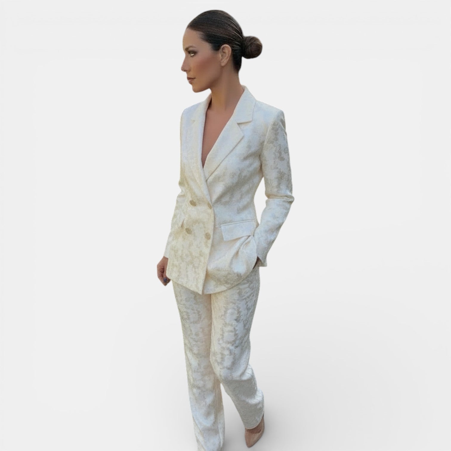 Women's Jacquard High-Waisted Wide Leg Set - photo 1