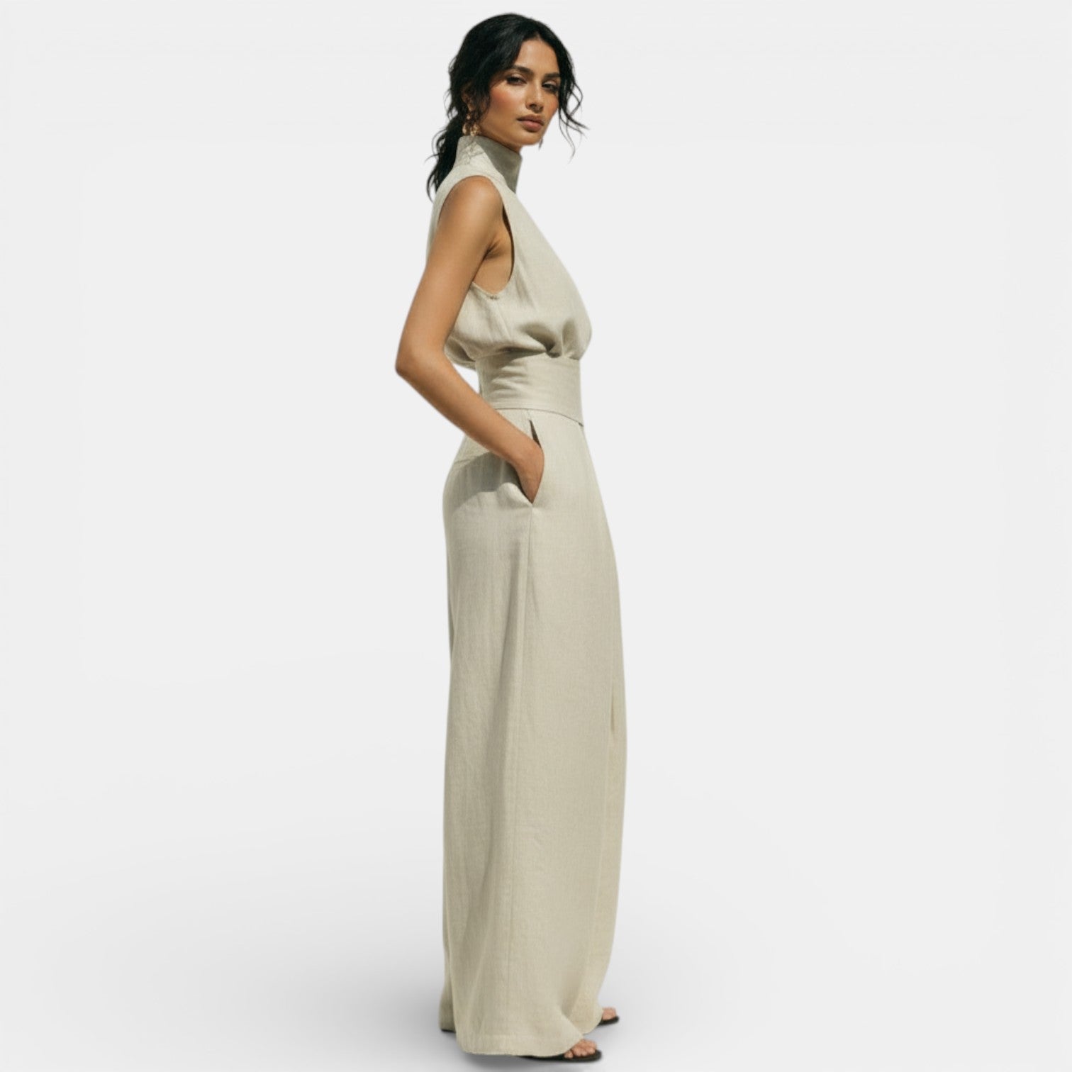 Women's Sleeveless High Neck Wide Leg Set - photo 2