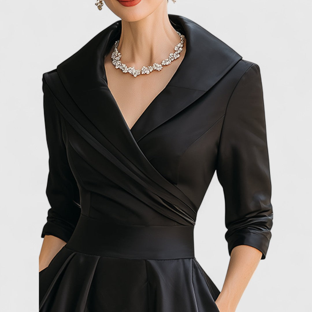 Abito midi elegante da donna con scollo a V