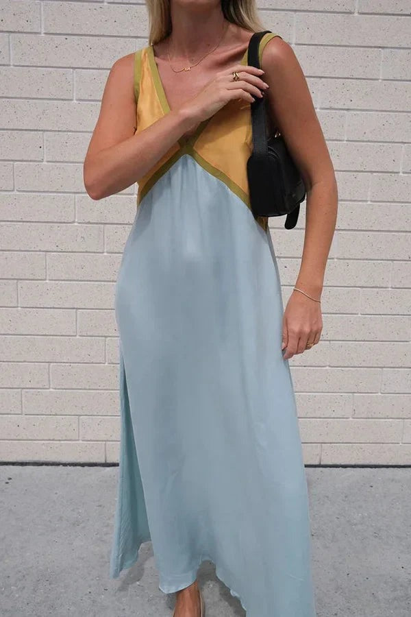 Lara - Chic V-neck contrasting color dress - photo 22