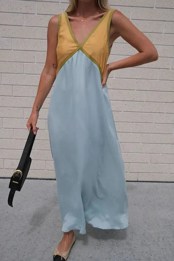 Lara - Chic V-neck contrasting color dress - photo 21