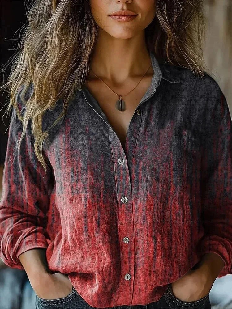 Fenna - Women's Floral Shirt with Chest Pockets