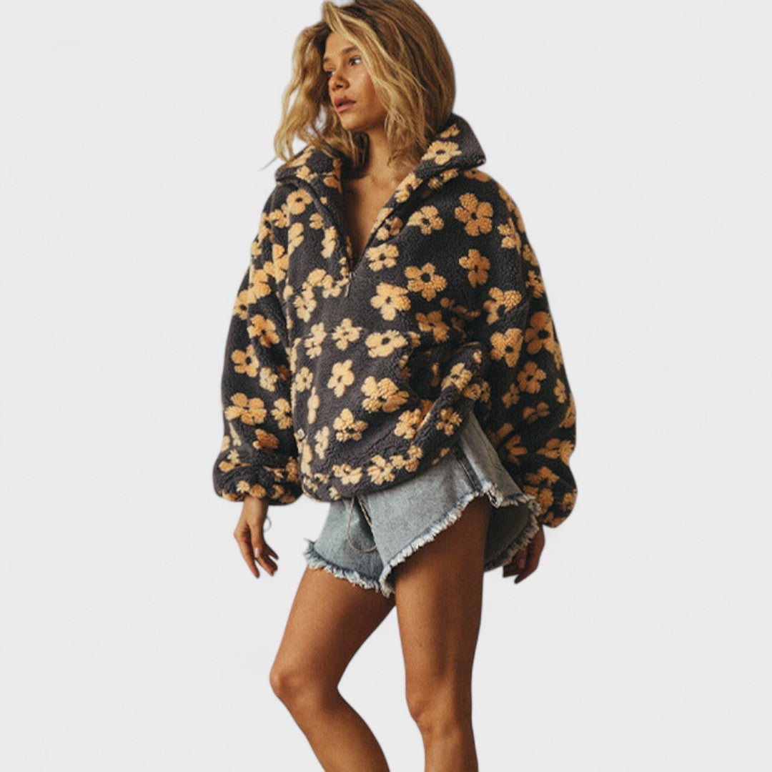 Darla - Women's Fleece-Lined Jumper with Floral Print - photo 5