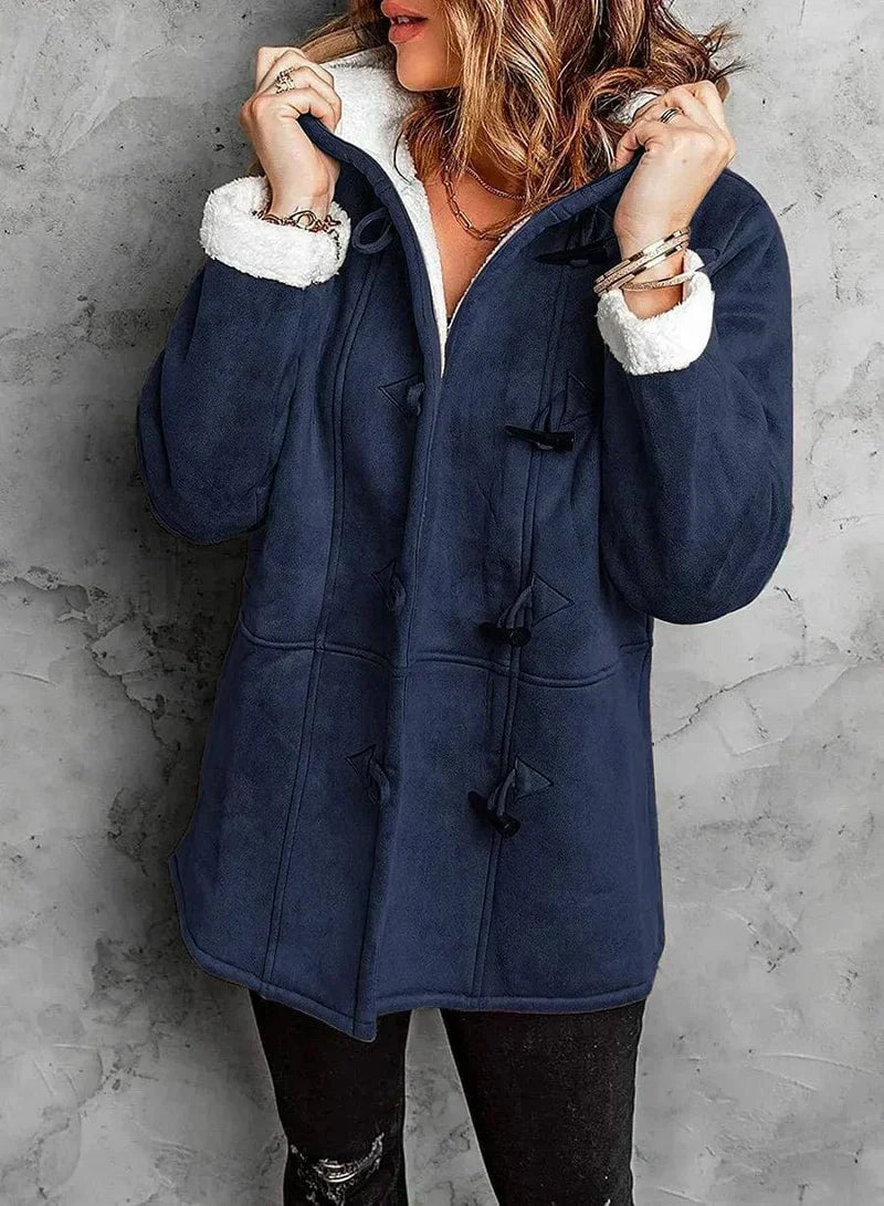 Women's Hooded Coat in Plush Cashmere-Like Material - photo 8