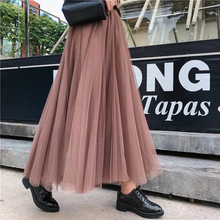 Cecilia - Women's Long Tulle Skirt with a High Waist
