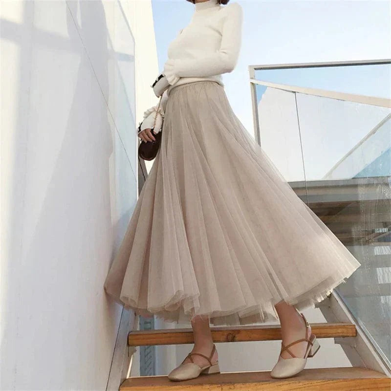 Cecilia - Women's Long Tulle Skirt with a High Waist