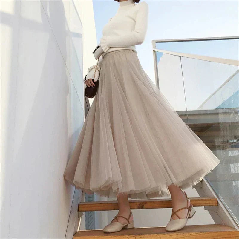Cecilia - Women's Long Tulle Skirt with a High Waist