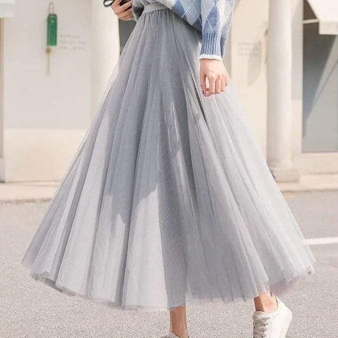 Cecilia - Women's Long Tulle Skirt with a High Waist