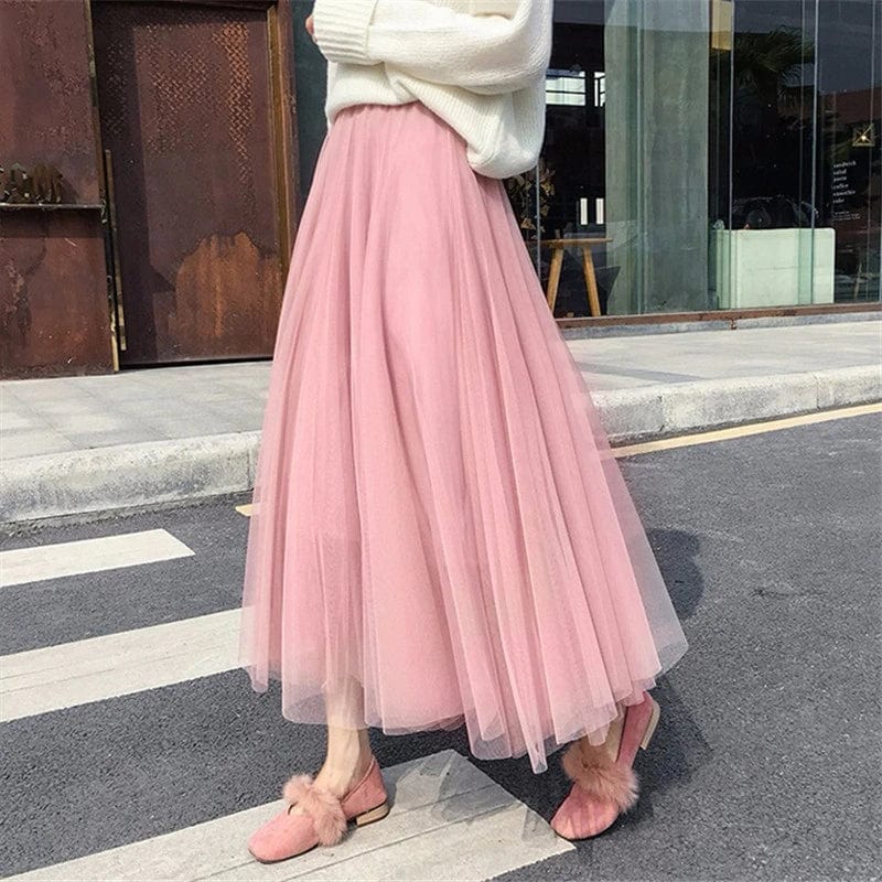 Cecilia - Women's Long Tulle Skirt with a High Waist
