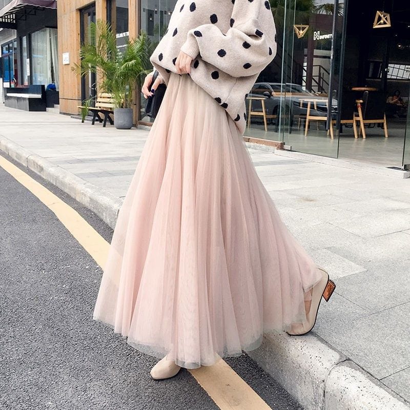 Cecilia - Women's Long Tulle Skirt with a High Waist