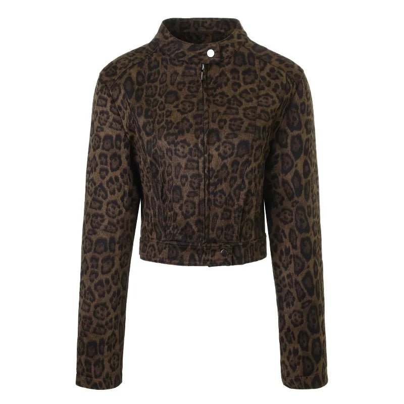 Demi - Women's Cropped Jacket with Leopard Print - photo 4
