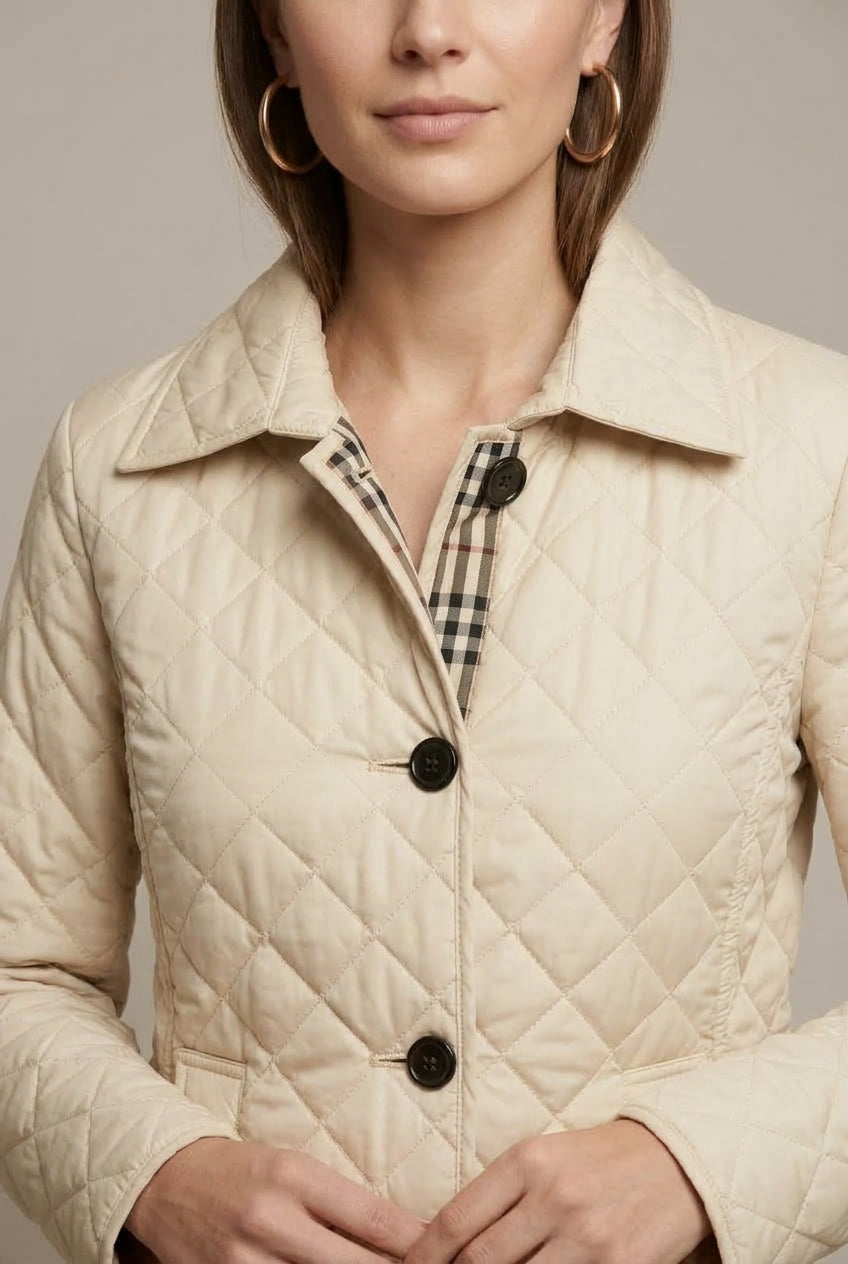 Women's Quilted Silk Jacket with Fitted Collar