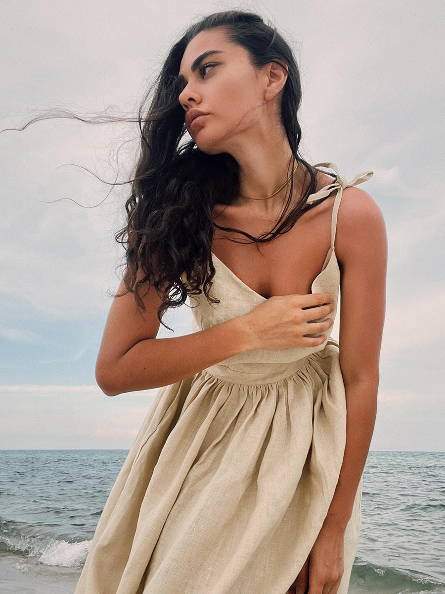 Domitilla - Women's Midi Dress with V-Neck - photo 11