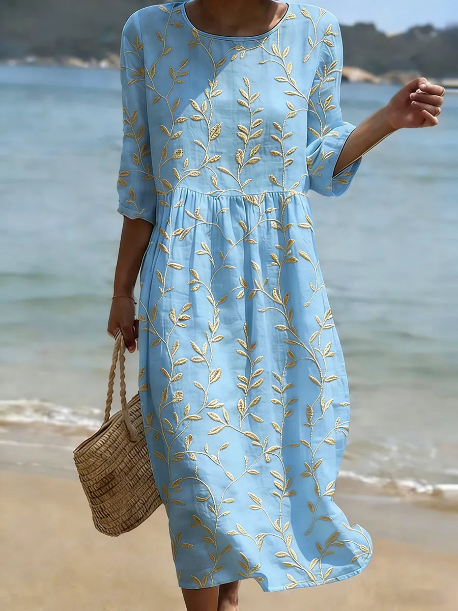 Donelle - Women's Embroidered Smock Midi Dress - photo 1