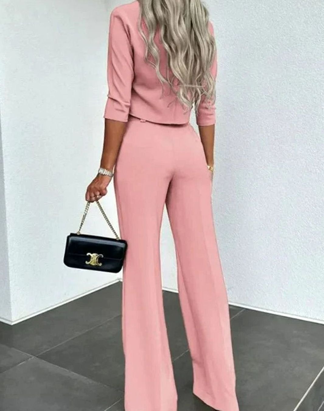Dora - Women's Cropped Top and High-Waist Wide-Leg Trousers Set - photo 8
