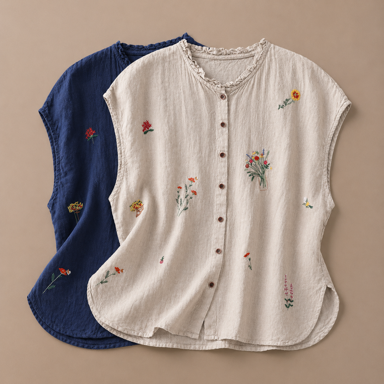 Dot - Women's Embroidered Blouse with Ruffled Neckline - photo 4