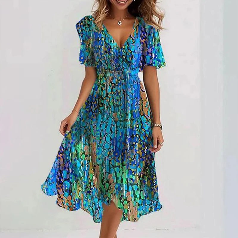 Robe Femme Midi Fleurie à Volants