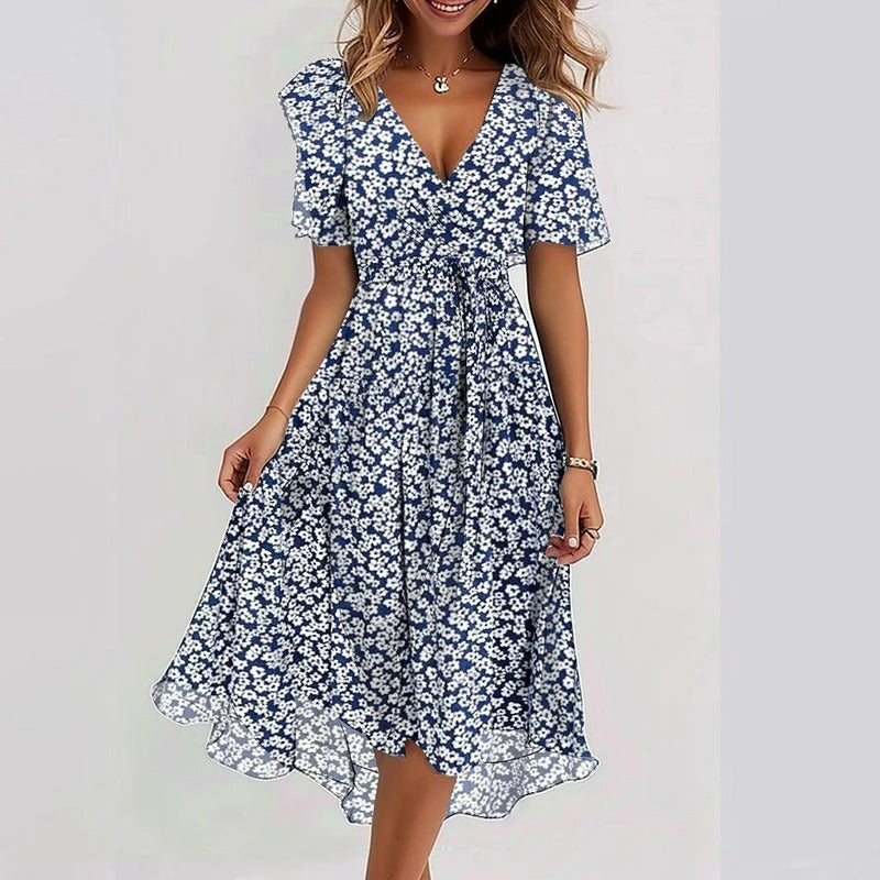 Robe Femme Midi Fleurie à Volants
