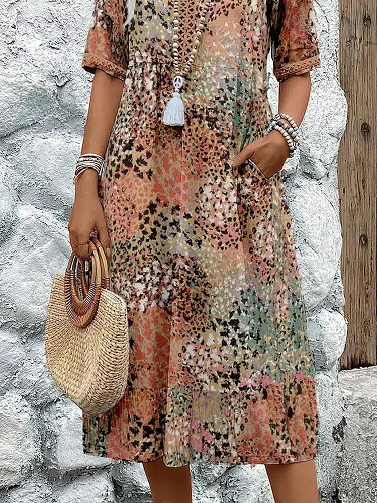 Harper | Rochie midi florală elegantă cu acoperire pentru abdomen