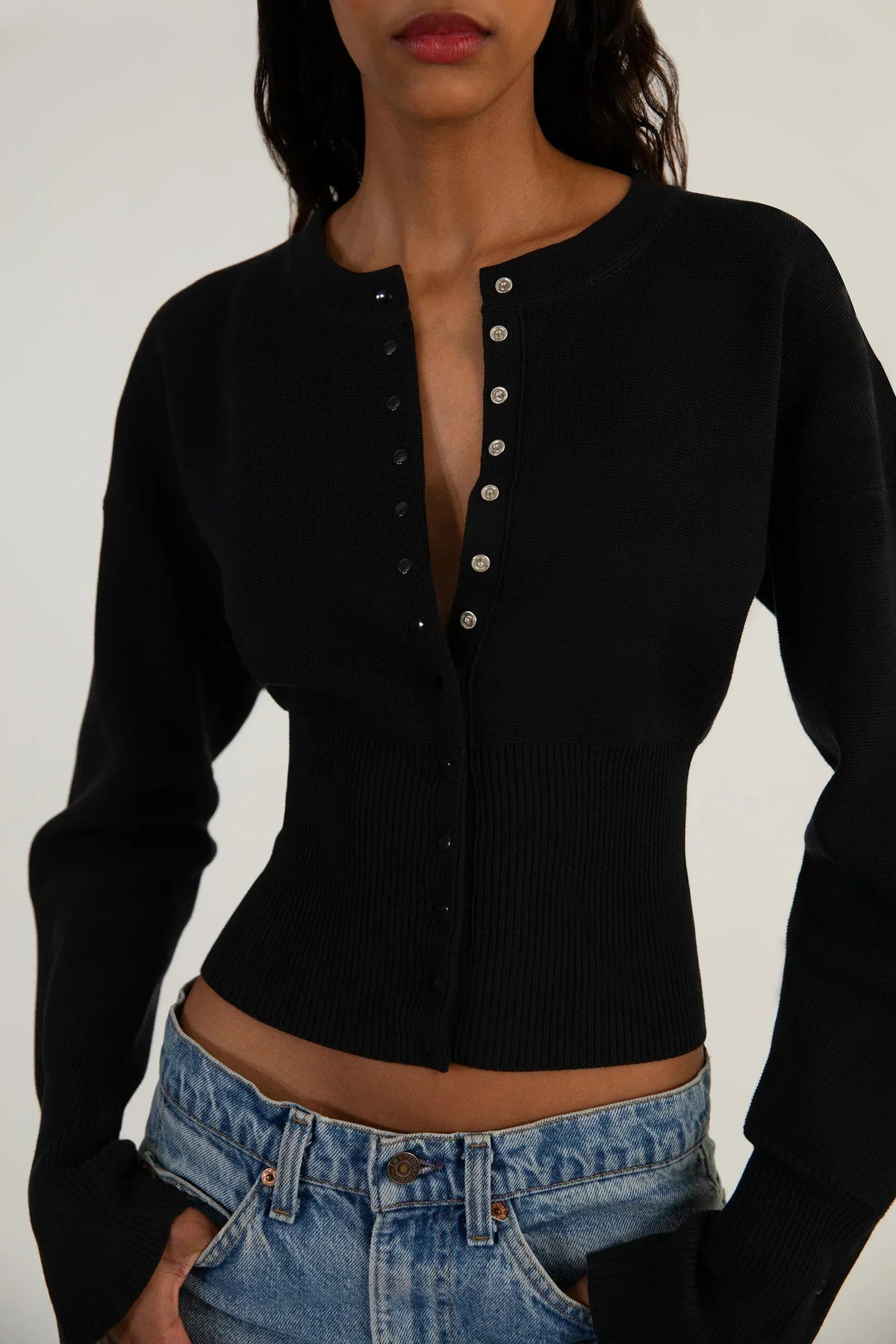 Elaine - Women's Knitted Cardigan with Button Front and Long Sleeves - photo 6