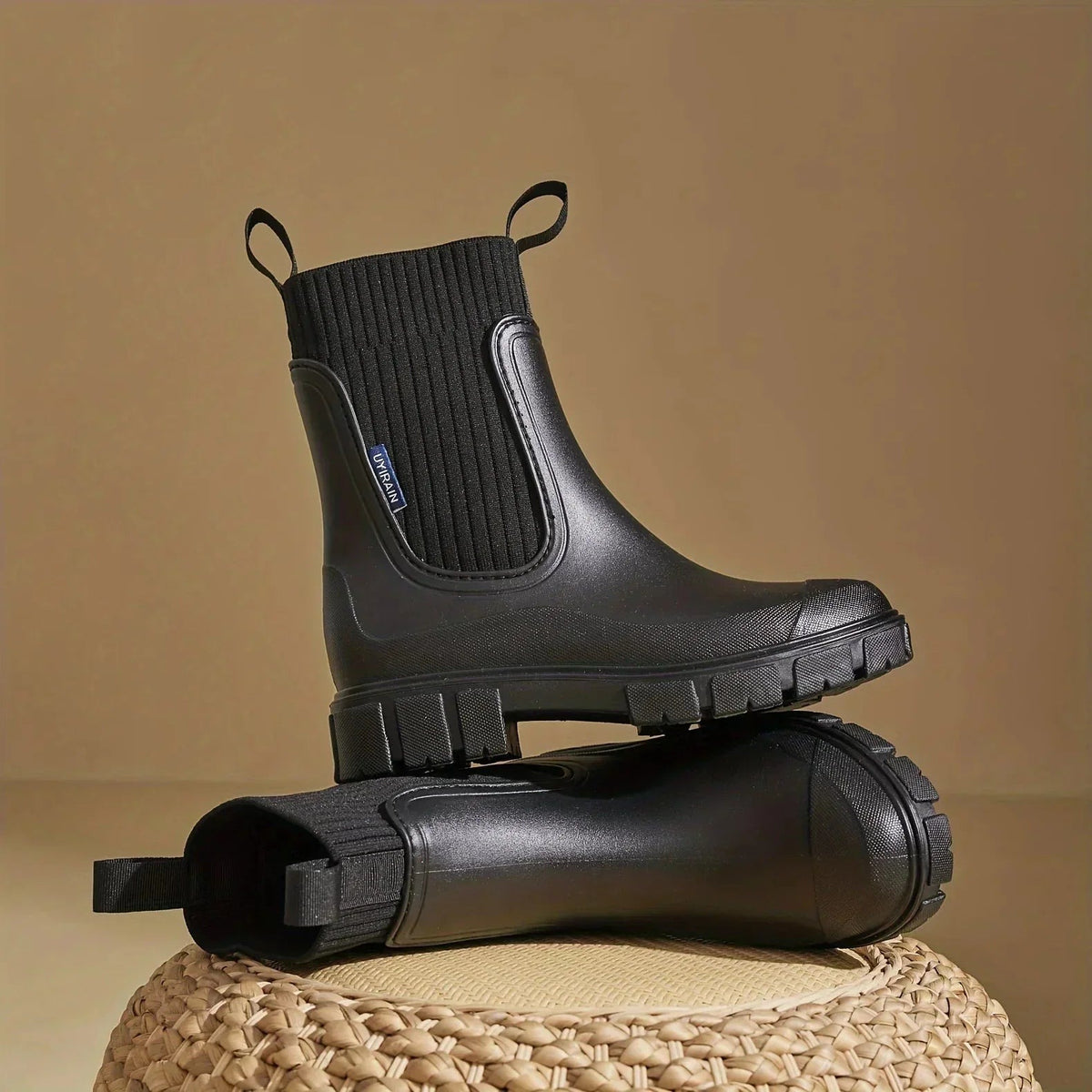 Isadore - Women's Ankle Boots with Ribbed Knit Cuff