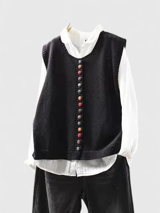 Regina - Women's Button-Front Cardigan with Colour Blocks