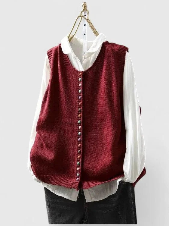 Leire - Women's Button-Front Cardigan with Colour Blocks