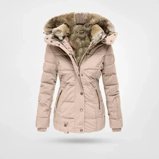 Ellen - Women's Hooded Puffer Jacket with Faux Fur Trim - photo 2