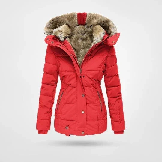 Ellen - Women's Hooded Puffer Jacket with Faux Fur Trim - photo 5