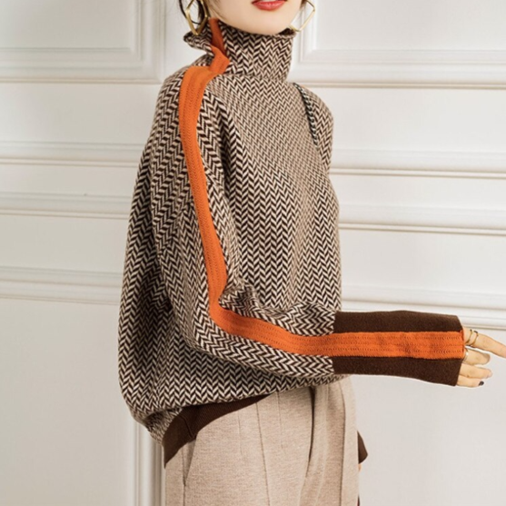 Ellery-Rose - Women's Jumper with Stripe and Roll Neck - photo 1