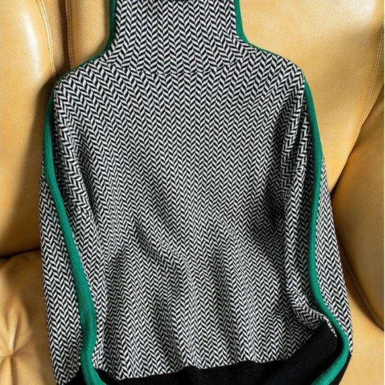 Ellery-Rose - Women's Jumper with Stripe and Roll Neck - photo 7