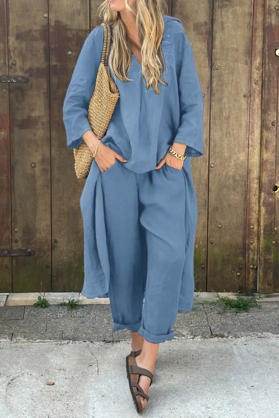 Elsbeth - Women's Relaxed Wide-Leg Two-Piece Set with Top - photo 11