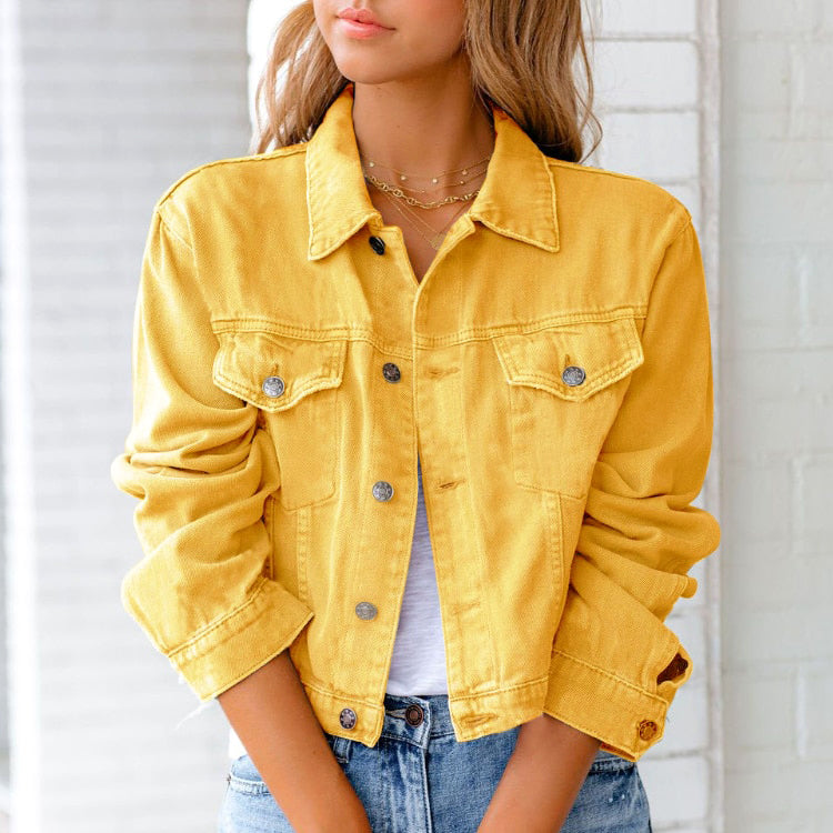 Elsie - Women's Denim Jacket with Button Front and Side Pockets - photo 2