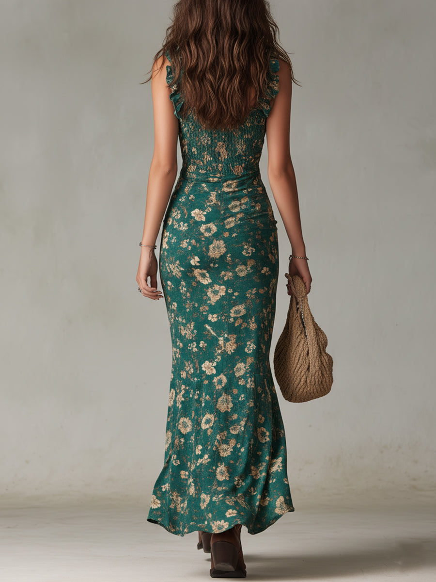 Emmaline - Women's Floral Maxi Dress with High Slit - photo 3