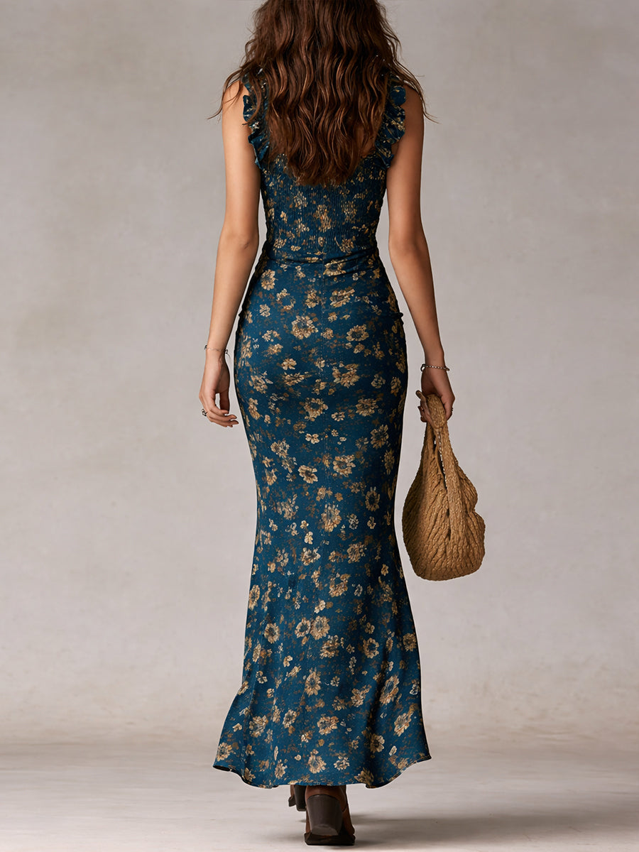 Emmaline - Women's Floral Maxi Dress with High Slit - photo 5