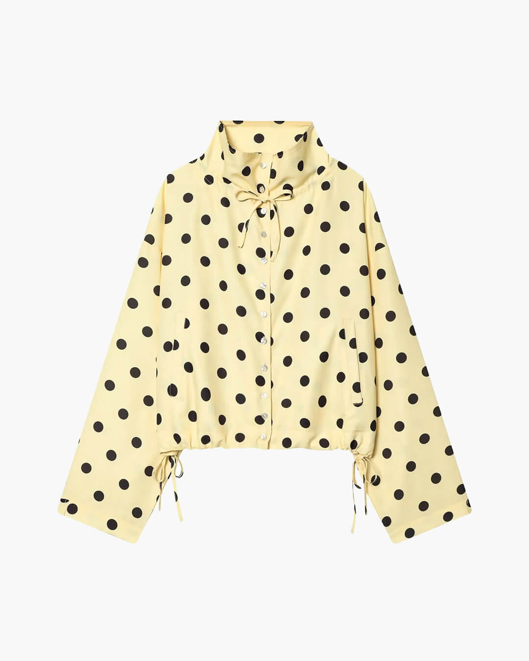 Emmaline - Women's Jacket with Polka Dot Print and Collar in Yellow