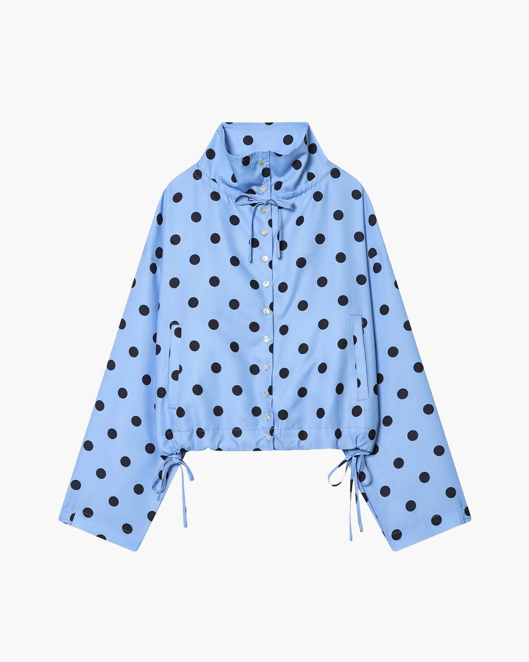 Emmaline - Women's Jacket with Polka Dot Print and Collar in Blue