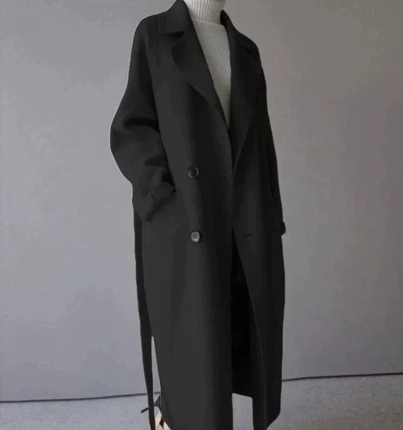 Emmanuelle - Women's Longline Coat with Button Front - photo 2