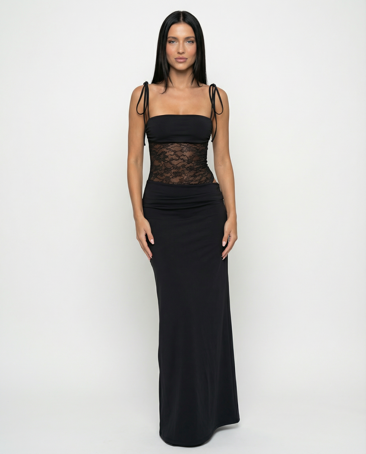 Emmanuelle - Women's Maxi Dress with Lace Trim - photo 2