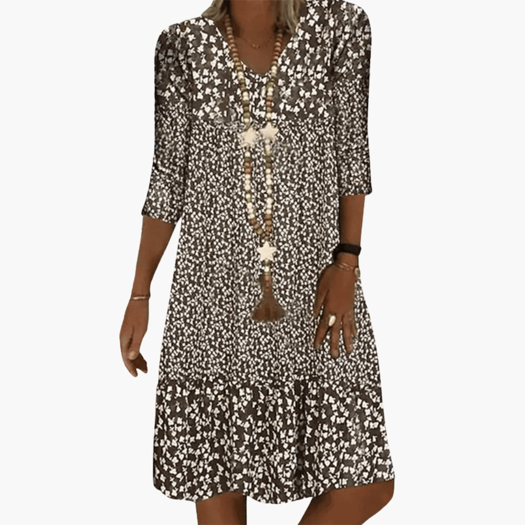 Emmeline - Women's Flowing Mini Dress with Ruffle Trim and Ruching - photo 3