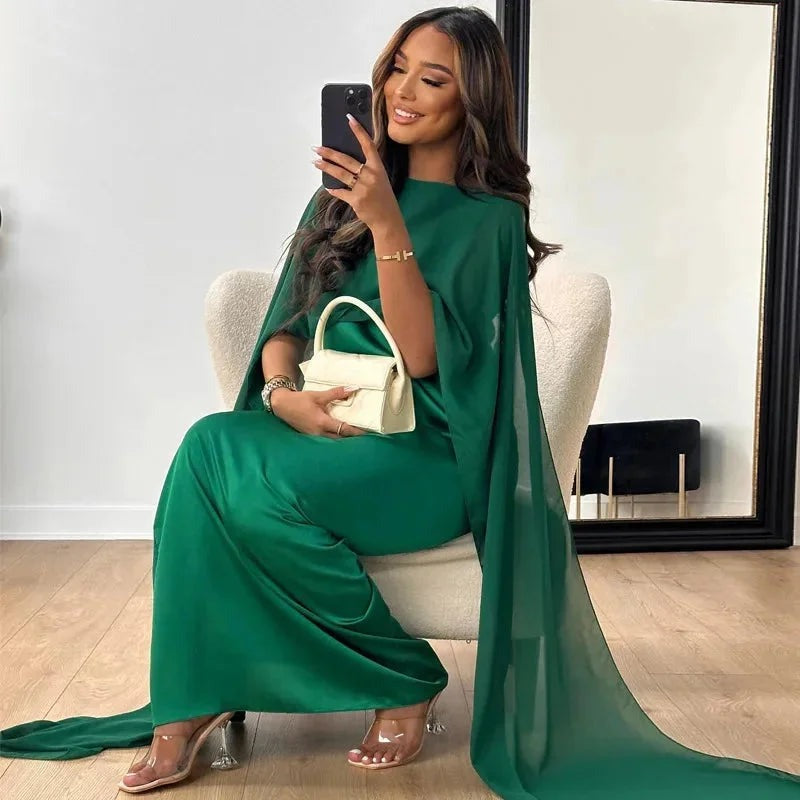 Women's Maxi Cape Dress for Elegant Evening Wear - photo 5