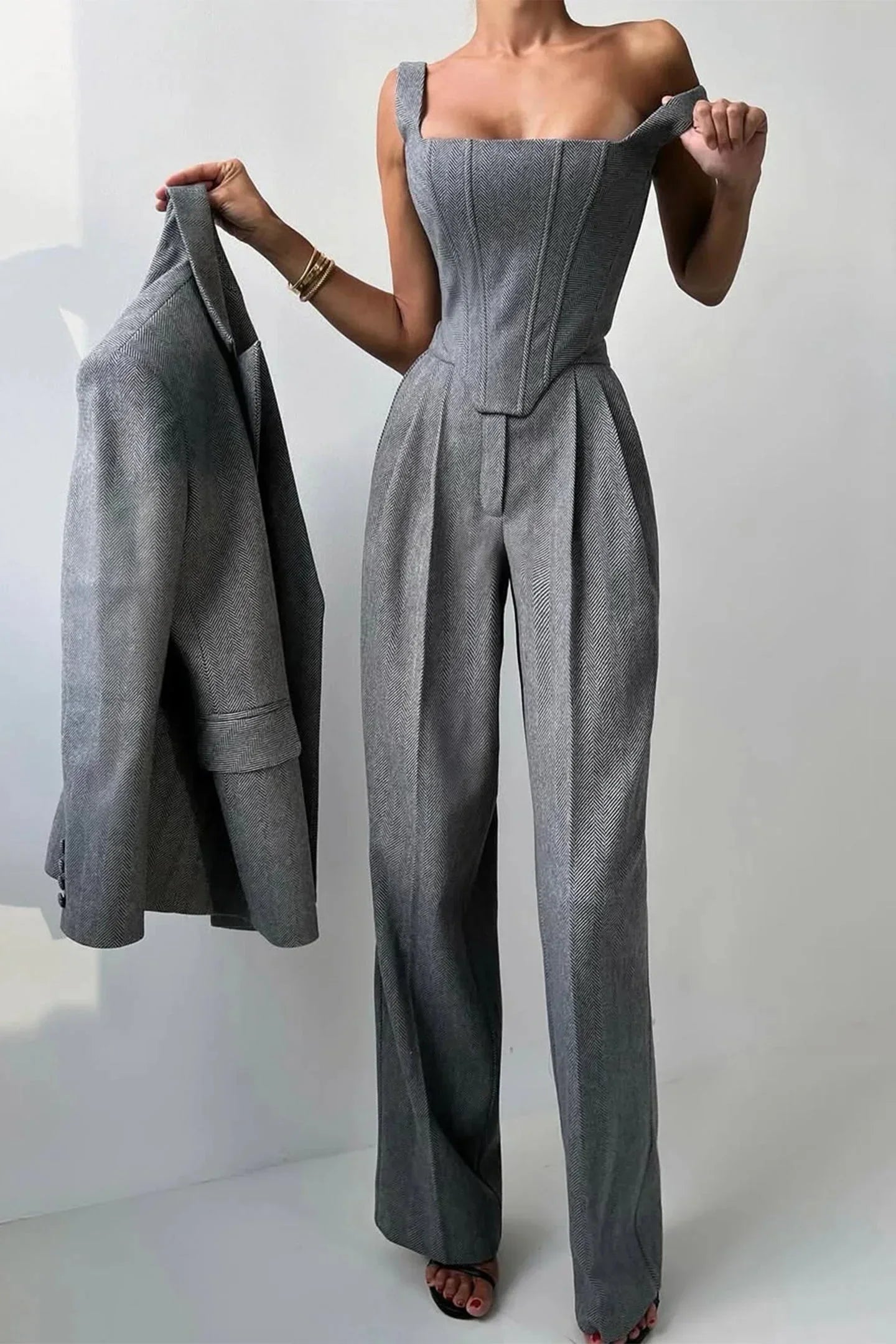 Helena - Completo tre pezzi aderente da donna con top aderente