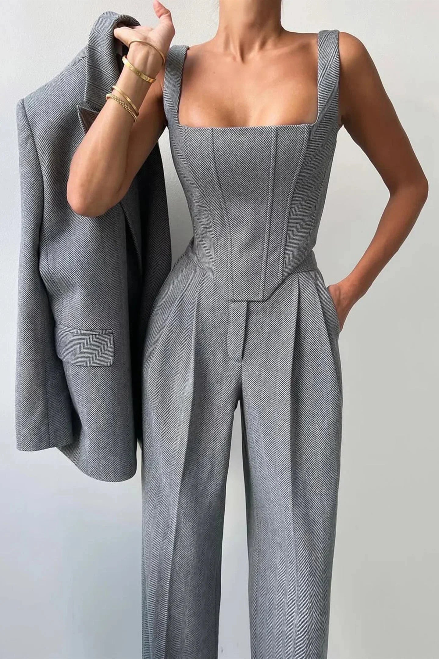 Helena - Completo tre pezzi aderente da donna con top aderente