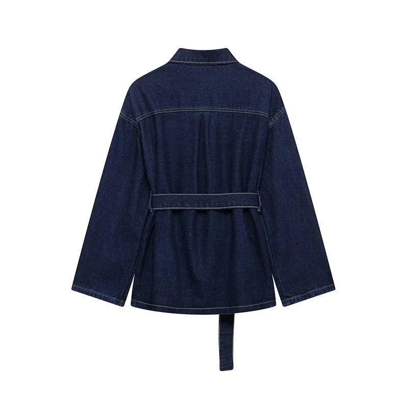 Valentina - Women's denim jacket and pants set with belt - photo 4