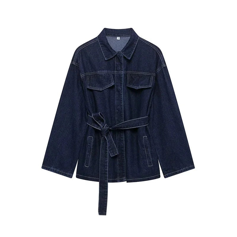 Valentina - Women's denim jacket and pants set with belt - photo 3