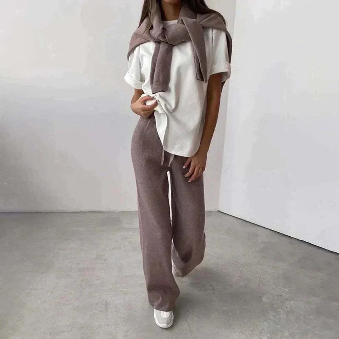 Tiffany - Set confortabil de damă cu guler înalt în culoarea liliac