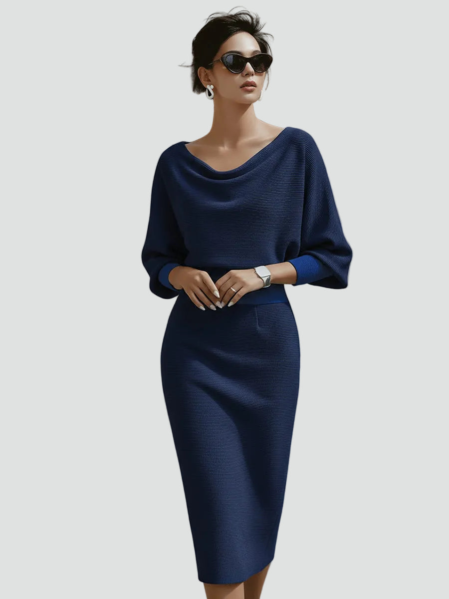 Ernestine - Women's Knitted Dress with Three-Quarter Sleeves - photo 6