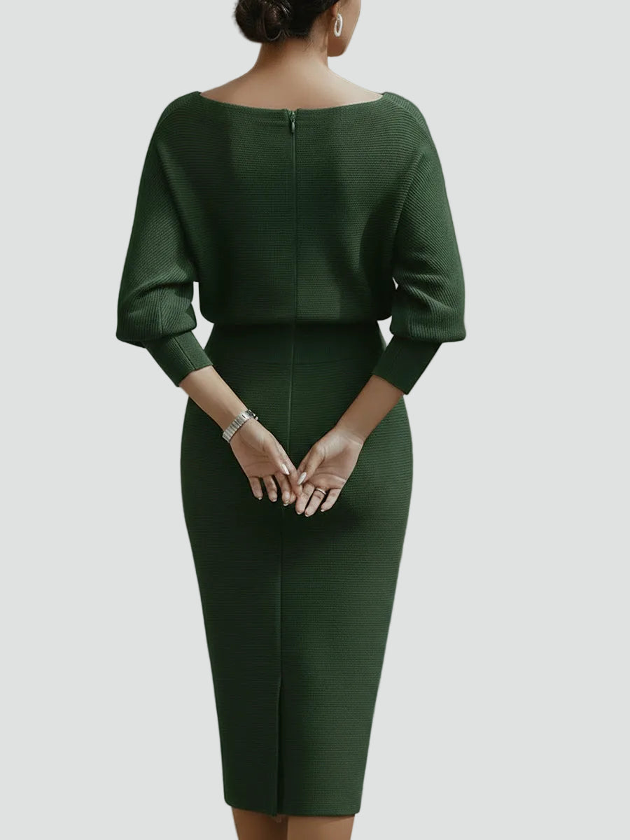 Ernestine - Women's Knitted Dress with Three-Quarter Sleeves - photo 8